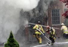 Handlines in operation at Chappaqua Structure Fire. (7/31/09)